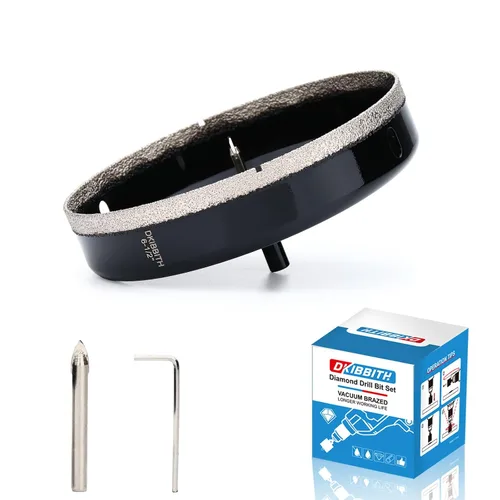 Miniatura 16 de DKIBBITH Juego de brocas de diamante de 5/8" con broca piloto - Paquete de 2 brocas de diamante de 5/8" con punta de diamante para agujeros