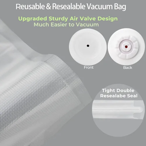 Miniatura 3 de 20 bolsas reutilizables de sellado al vacío para alimentos, compatibles con la mayoría de selladores al vacío de mano, sin BPA, bolsas Sous Vide
