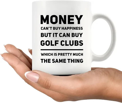Miniatura 8 de Panvola Money Can't Buy Happiness But It Can Buy - Taza de cerámica para palos de golf, jugadores deportivos, regalos de golfista para hombres