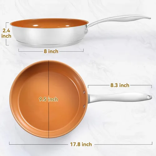 Miniatura 3 de duxtop pro Sartén de cerámica, sartén antiadherente de 9.5 pulgadas sin PFAS, PTFE o PFOA, base de acero inoxidable para todas las estufas