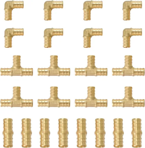 Miniatura 3 de Efield Pex-B Combo de tuberías y accesorios: tubo de 1/2 pulgada (2 rollos x75 pies = 150 pies, rojo y azul) Paquete de 24 accesorios de crimpado