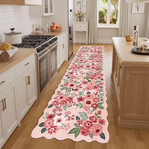 Miniatura 56 de DUKINO Alfombra de área de 6 x 9 pies, alfombra floral para sala de estar, ligera, antideslizante, lavable, alfombra de interior de pelo bajo