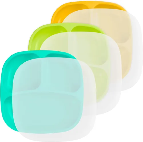 Miniatura 49 de Re-Play Platos para niños pequeños con divisores, 3 compartimentos de pared profunda, platos divididos para niños con 3 tapas, aptos