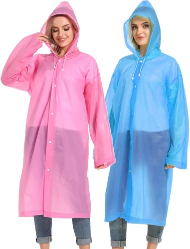 Miniatura 35 de 2 abrigos de lluvia de Borogo para adultos, chaquetas de lluvia reutilizables para hombres y mujeres