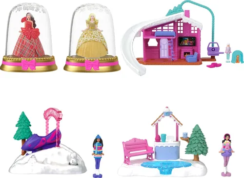 Miniatura 2 de Barbie Mini BarbieLand Paquete Incluyendo 2 Muñecas de Vacaciones, 3 Sets de Juego de Nieve, 3 Otras Muñecas de 1.5 Pulgadas