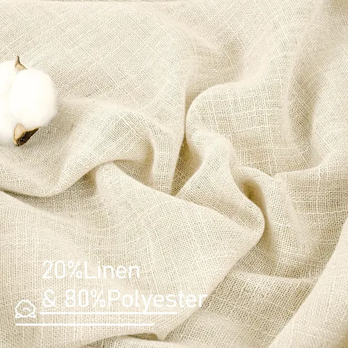 Miniatura 2 de LAMIT Cortinas de Lino Sintético de 63 Pulgadas de Largo para Dormitorio, con Lengüeta Trasera y Bolsillo para Varilla, Cortinas de Lino Beige