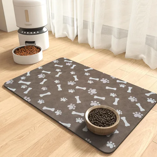 MontVoo Tapete de comida para perros, tapete de alimentación de mascotas para alimentos y agua, dispensador sin manchas, de secado rápido, tapete