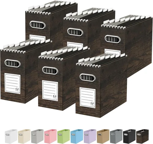Miniatura 28 de Oterri Caja organizadora de archivos de cartón para colgar carpetas de archivos, tamaño carta, caja de archivos para escritorio de computadora