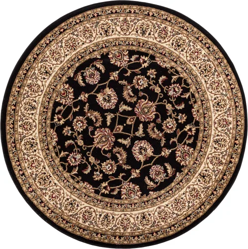 Well Woven Barclay Collection Sarouk - Alfombra redonda negra de 5 pies para sala de estar, dormitorio y comedor Negro