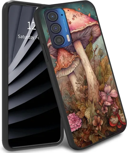Miniatura 25 de Funda delgada para Moto Edge 2021 TPU con diseño de hojas de arte, cubierta de protección de cuerpo completo de goma de gel suave para Motorola Edge