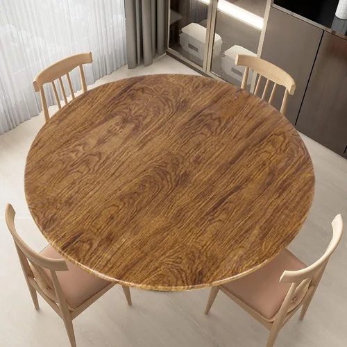 Miniatura 10 de LUSHVIDA - Mantel para mesa redonda impermeable y con borde elástico, de vinilo, ajustable a la mesa, mantel de plástico con borde elástico