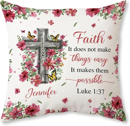 Miniatura 8 de Hyturtle Almohada cristiana personalizada con relleno, regalos religiosos de la Biblia para mujeres, almohada de versículo de la Biblia, regalos