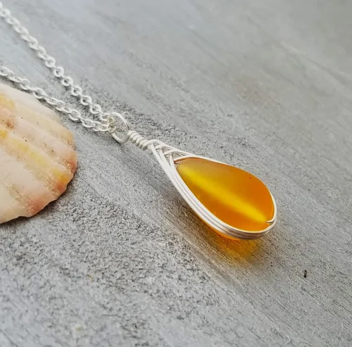 Miniatura 78 de Yinahawaii Collar de cristal de mar hecho a mano, joyería hawaiana para mujer, collar de lágrima trenzada, joyería única de cristal de mar