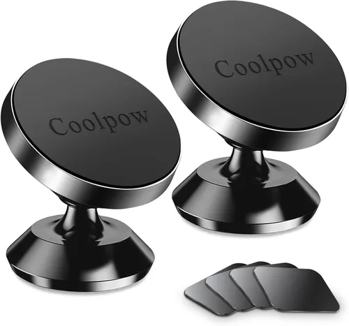 Coolpow 【2 paquetes】Soporte magnético para teléfono para automóvil【Imán fuerte】Soporte de teléfono para tu coche Soporte de teléfono para automóvil