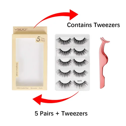Miniatura 2 de Leipple Pestañas postizas, 5 pares, pestañas profesionales reutilizables de visón 3D, pestañas postizas hechas a mano naturales gruesas y esponjosas