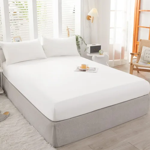 Miniatura 2 de LIFETOWN Sábana de 100 % algodón de punto jersey, bolsillo extra profundo, 1 sábana bajera ajustable con 2 fundas de almohada, sin arrugas