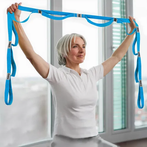 Miniatura 18 de Correa elástica para yoga, no elástica, con letras y comentarios, 10 bucles para terapia física, ejercicio, pilates, baile, gimnasia