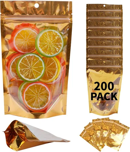 Miniatura 11 de Paquete de 100 bolsas de Mylar para almacenamiento de alimentos, papel de aluminio resellable, bolsa transparente de pie con ventana frontal de 3.94