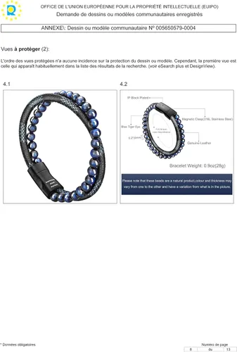 Miniatura 5 de murtoo - Pulsera de piel con cuentas o abalorios para hombre cuentas naturales acero y piel