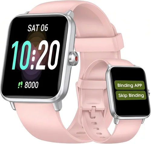 DAVIKO Reloj podómetro, apto para personas mayores, no requiere aplicación/teléfono, reloj de seguimiento de actividad física impermeable con Rosa