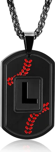Miniatura 63 de Fervia Graduation Gifts - Baseball Initial Necklace for Men Dog Tag Stainless Steel Letter Pendant Sport Baseball Athletes Jewelry Christmas