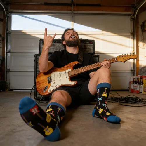 Miniatura 2 de HAPPYPOP Regalos de notas musicales para hombres, calcetines novedosos para piano de guitarra, regalos de batería para amantes de la música