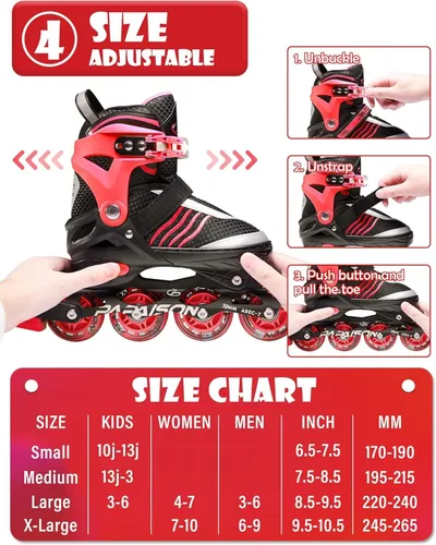Miniatura 3 de PAPAISON Patines en línea ajustables para niños, patines para niños de 4 a 16 años, patines en línea para niñas de 5 a 8 años y de 8 a 12 años