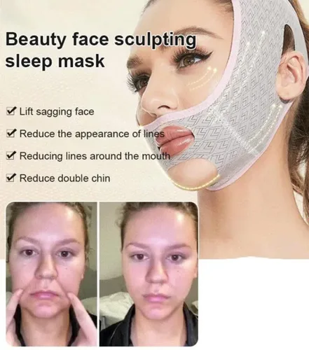 Miniatura 3 de Máscara de sueño para esculpir la cara de belleza, máscara facial que moldea la línea V, máscara de elevación facial con correa adelgazante