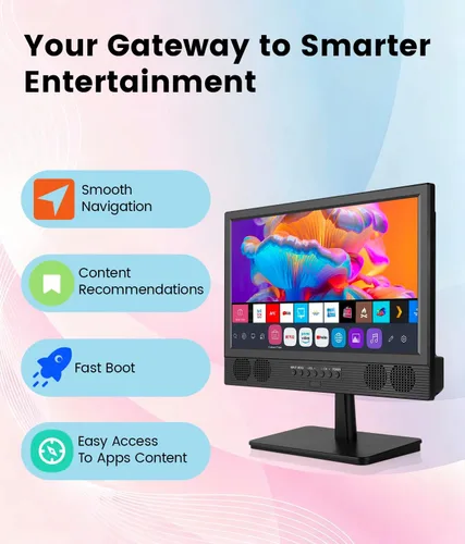 Miniatura 4 de Feihe 14 Pulgadas Pequeño Televisor Smart, Pantalla Plana LED HD Smart TV con Sintonizador ATSC/HDMI/USB/AV para Cocina, RV, Autocaravana