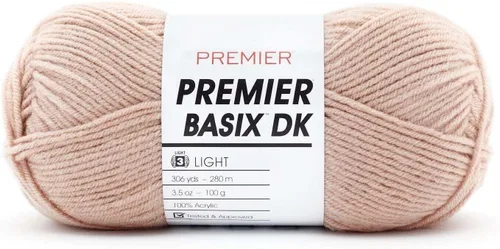 Miniatura 21 de Premier Yarns Basix Hilo DK, hecho de acrílico, hilo ideal para ganchillo y tejido, lavable a máquina, rosa camafeo, 3.5 onzas, 306 yardas Rosa Cameo