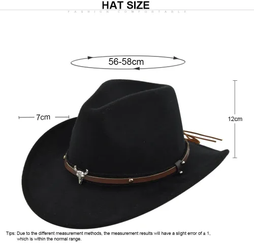 Miniatura 2 de GRNUS Mens Felt Western Cowboy Hat Fedora Outdoor Wide Brim Cowgirl Hat for Women