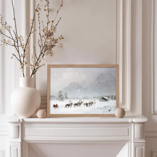 Miniatura 5 de Poster Master Póster Vintage de Vacaciones - Impresión Retro de Navidad - Regalo para Artista, Amigo - Papá Noel en Trineo de Renos, Invierno, Nieve