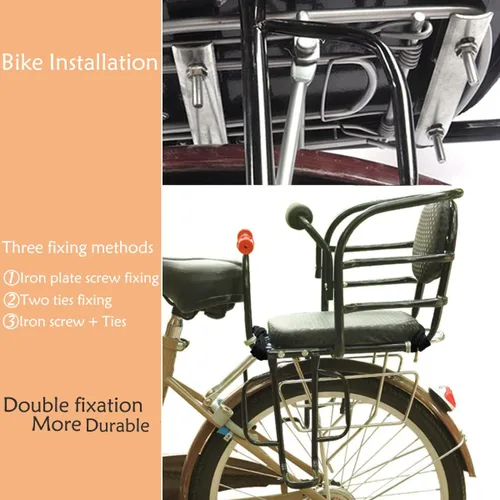 Miniatura 7 de Asiento Trasero para Niños de Bicicleta, Accesorio de Asiento de Bicicleta para Niños Montado en la Parte Posterior para Bicicleta de Adultos