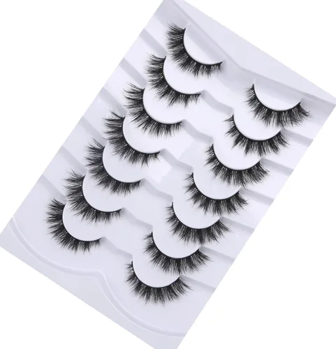 Miniatura 585 de Pooplunch - Pestañas postizas finas de visón sintético, estilo ojo de gato, naturales, cruzadas, tipo racimo, efecto 8D de volumen, tiras