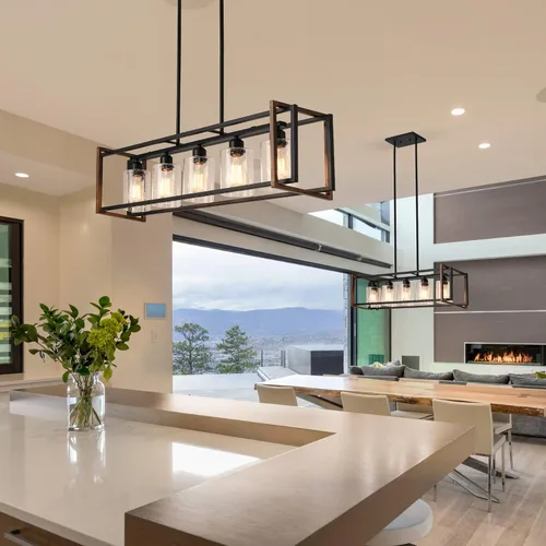 Miniatura 6 de Lámpara de comedor, lámparas negras de 5 luces para comedor, iluminación de isla de cocina de granja, luces colgantes para isla de cocina, lámpara