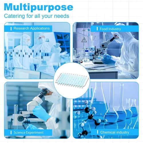 Miniatura 6 de Placas PCR de 0.0 fl oz de 96 pocillos, sin faldón, placa PCR de polipropileno transparente, 10 placas de tubos de pared ultrafinos, sin ADNasa/RNasa