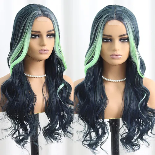 Miniatura 15 de Pelucas para mujeres negras, pelucas de encaje frontal de 13x6 Water Wave, pelucas sintéticas HD con encaje frontal, línea capilar natural