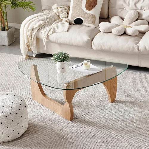 Miniatura 8 de Btrpily Mesa de centro de madera, moderna mesa de centro de mármol, contemporánea, elegante, muebles de alta gama para tu sala de estar