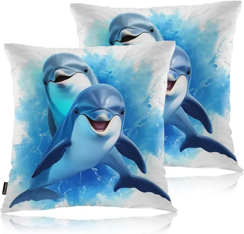 Miniatura 32 de Swono Juego de 2 fundas de almohada de 18 x 18 pulgadas, diseño floral abstracto, fundas de almohada decorativas para interiores y exteriores, sofá