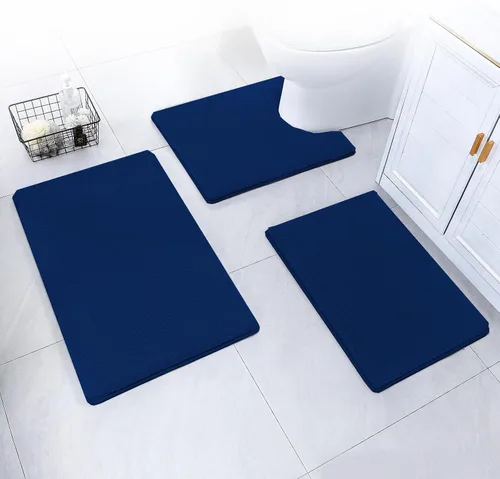 Miniatura 42 de SWEMSTAR Alfombra de baño de espuma viscoelástica con alfombra de inodoro, tapete de baño absorbente de agua para suelo de baño, antideslizante