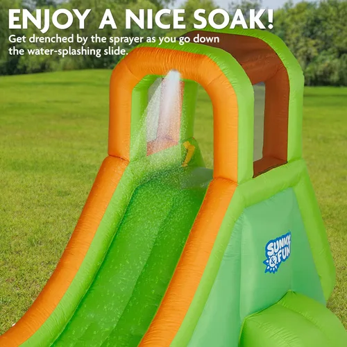 Miniatura 5 de Sunny & Fun Parque acuático inflable de un solo anillo – Resistente para la diversión al aire libre – Pared de escalada, tobogán y piscina profunda