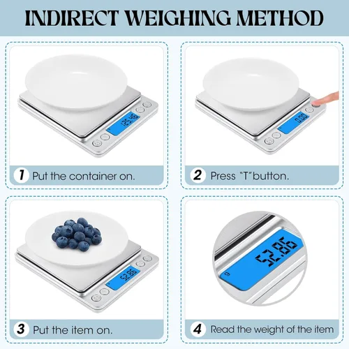 Miniatura 2 de Copkim Paquete de 2 básculas digitales de gramos, 17.64 oz/0.00 oz, báscula portátil de joyería para alimentos con accesorios de peso de calibración