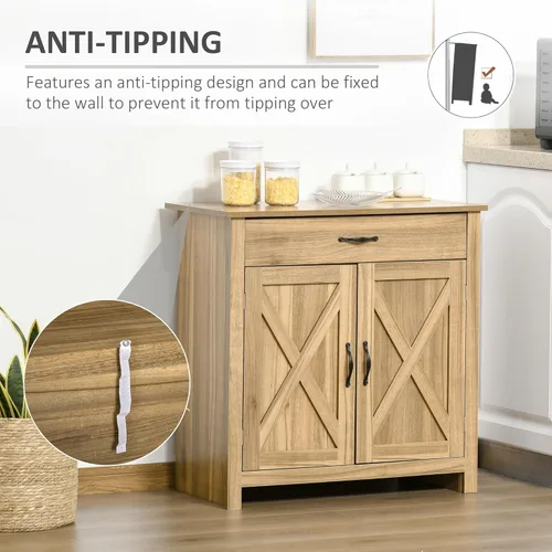 Miniatura 6 de HOMCOM Aparador Estilo Granja Gabinete Buffet, Gabinete de Barra de Café con Puerta de Granero con Cajón y Estante Ajustable para Cocina, Sala