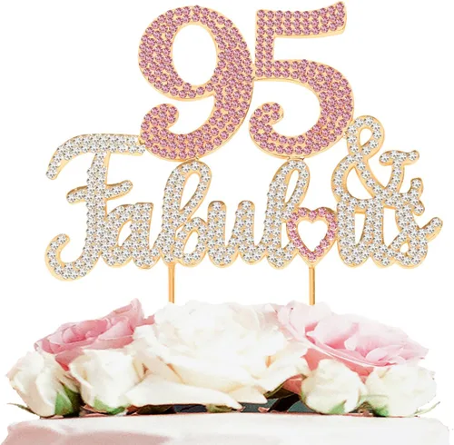 Miniatura 23 de 25 y fabulosa decoración de pastel de diamantes de imitación dorados y rosados – Feliz cumpleaños 25 años saluda a 25 años de edad, decoración