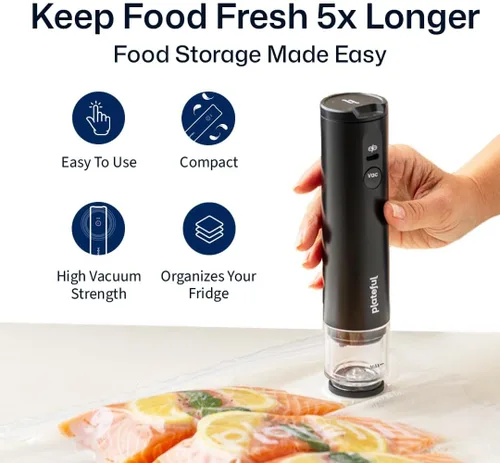 Miniatura 2 de Sellador al vacío de mano para alimentos, máquina selladora al vacío de alimentos inalámbrica portátil, mini sello compacto para almacenamiento