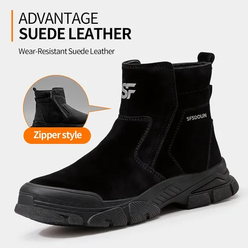 Miniatura 6 de Botas de trabajo para hombre, botas de soldadura sin cordones para hombres, botas de punta de acero indestructibles, zapatos de punta de acero