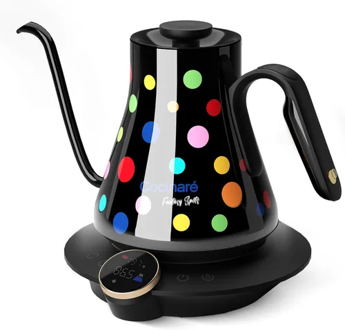 Miniatura 11 de Cocinare Hervidor eléctrico de cuello de cisne, control preciso de temperatura de ±0.5 °F, calentamiento rápido de 1500 W, café y té, acero