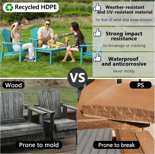 Miniatura 4 de nevilywood Sillas Adirondack Compactas Apilables, 26.3" de Ancho Sillas de Patio Exterior de HDPE - Diseño Duradero que Ahorra Espacio para Porche