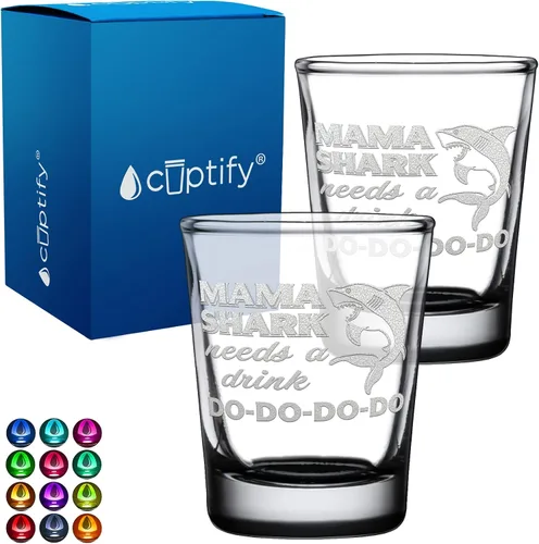 Miniatura 22 de Cuptify Regalos para baby shower, para la nueva mamá, EST 2023, 2 onzas, con fondo negro, juego de 2 vasos grabados para fiesta, regalo