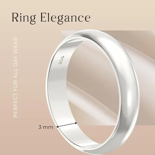 Miniatura 4 de Aeon Anillo de boda de plata de ley 925 30.197 in Ajuste cómodo para hombres y mujeres Tallas J-Z Calidad premium para momentos especiales
